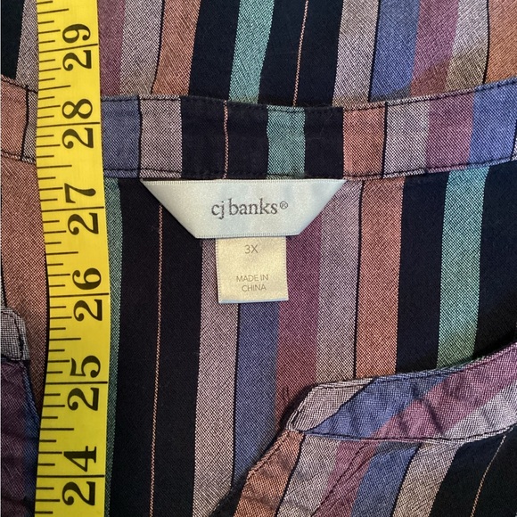 CJ Banks Purple and Blue Striped Button-Down Shirt, Plus Size 3X - Picture 9 of 9